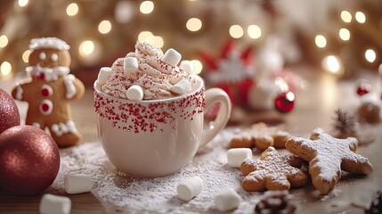 Christmas or New Year scene with cocoa, 