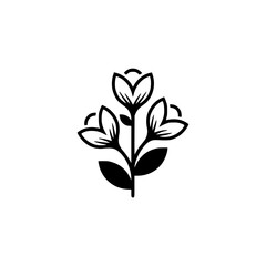 Minimalist Floral Emblem: Modern Black and White Plant Icon