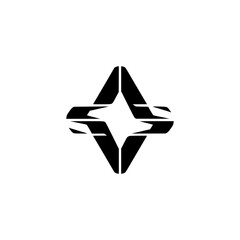 Modern Geometric Star Logo: Abstract Black Icon on White Background