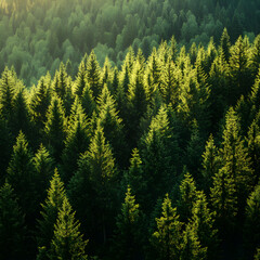 Obraz premium A lush green forest from above On white background