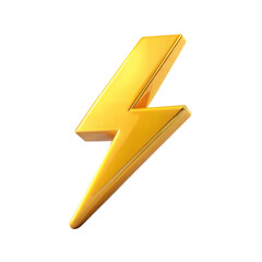 3d lightning bolt icon isolated on transparent background.
