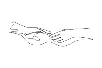 Obraz premium Community focused concept. Single line draw design. Vector graphic illustration