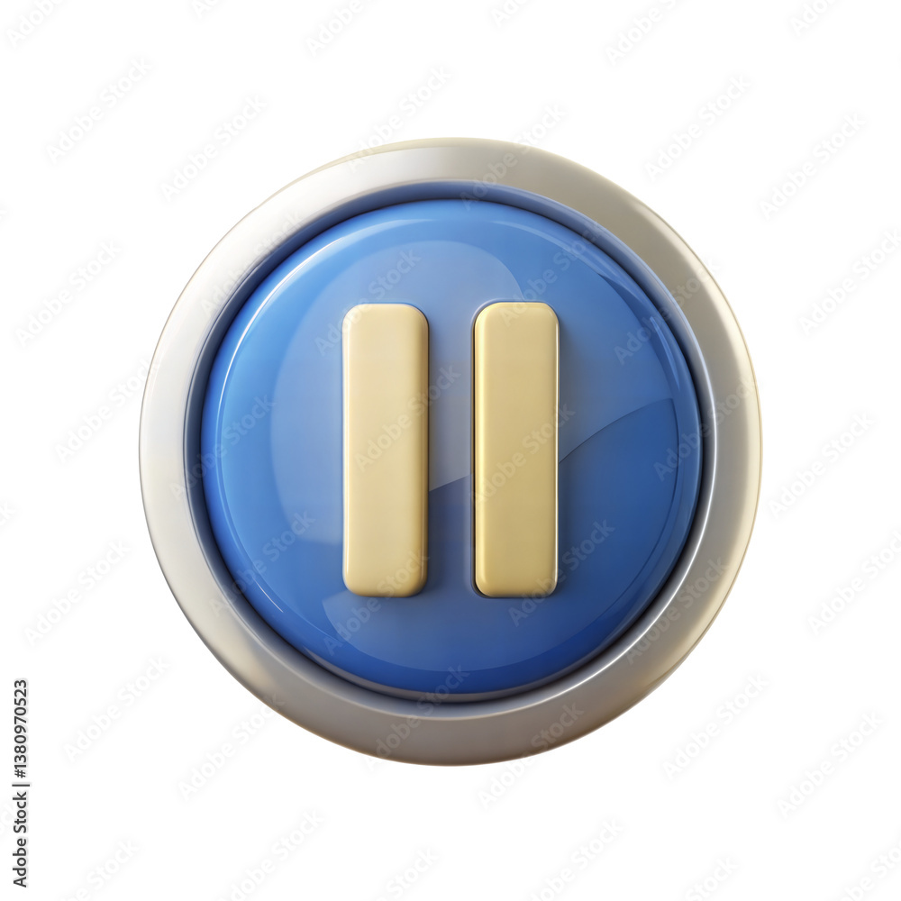 Wall mural 3d pause button isolated on transparent background.