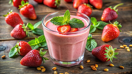Fresh Strawberry and Smoothie Healthy and Refreshing Beverage