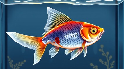 Fototapeta premium Oranda Goldfish Close-up in Aquarium Tank