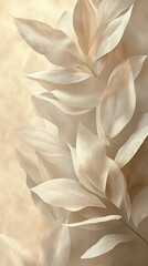 Soft Abstract Background with Overlapping Beige Leaves for a Serene, Minimalist Aesthetic
