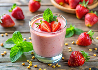 Fresh Strawberry and Smoothie Healthy and Refreshing Beverage
