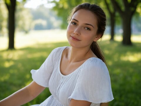 Ragazza sognante al parco