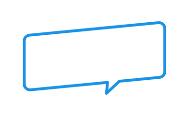 シンプルでおしゃれな斜めに傾いた横長の長方形の吹き出し - 青い線に白い背景のフレーム素材