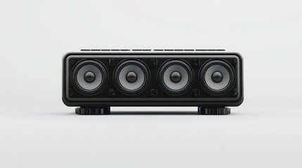 Fototapeta premium Immersive audio experience, sleek black speaker with triple design for enhanced sound