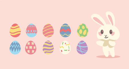 easter eggs with a cute bunny