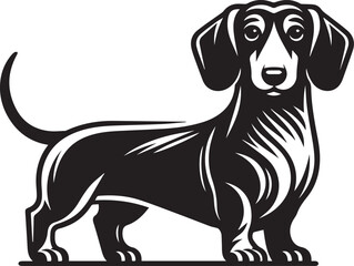Dachshund Dog Vector Black & White | Silhouette, Clipart, Line Art