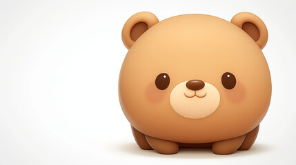 Cute brown bear on white background with copy space