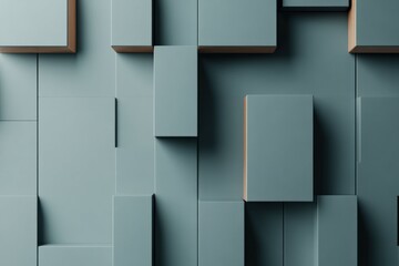 Abstract turquoise geometric surface with extruded cubes creating a modern pattern