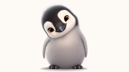 Cute penguin isolated on plain white background, 3d illustration