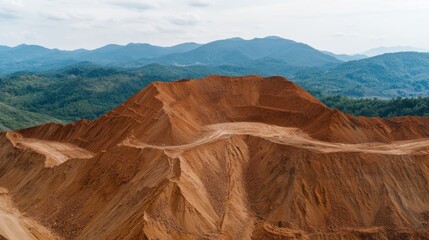 Ore resource extraction Concept, Breathtaking Mountain Landscape Altered by Decades of Ore Extraction and Mining Operations