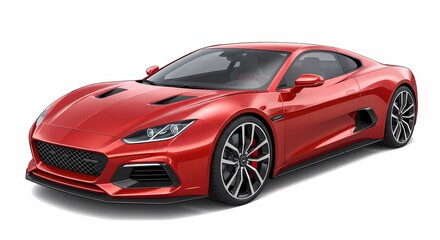 Fototapeta premium Detailed Car Illustration on Isolated White Background, 3D Rendering, Modern Vehicle Design