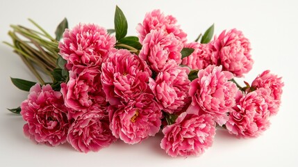 Fototapeta premium A bouquet of pink peonies is arranged in a vase