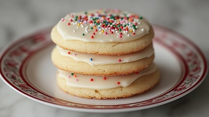 Christmas sugar cookies decorated with frosting and sprinkles