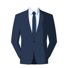 Navy Blue Men's Suit on White Background