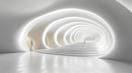 Obraz premium Abstract White Architectural Design: A Futuristic Serene Space