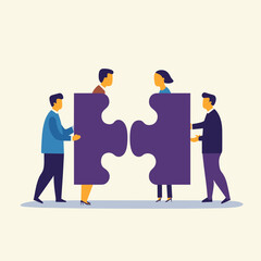 Teamwork Collaboration Puzzle Pieces Business Illustration