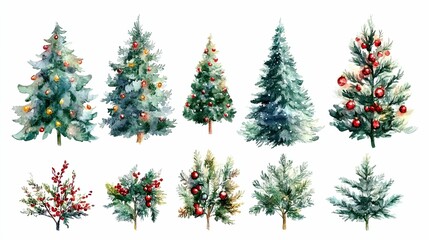 Christmas Tree Watercolor PNG Cut