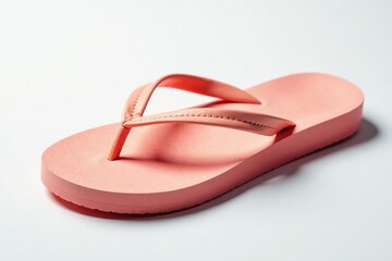 Close-up view of a solitary flip-flop against a pure white backdrop , beach, close-up
