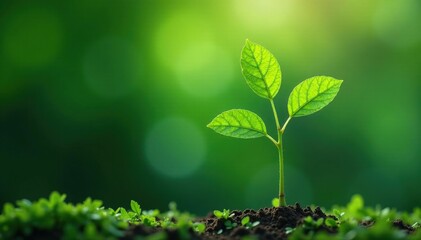 Delicate young tree, slender trunk, vibrant green leaves , environment, botany