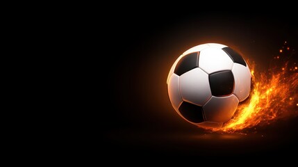 Fototapeta premium Fiery soccer ball, igniting passion and intensity on the field burning
