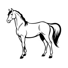 Obraz premium Graceful mare with flowing tail, vector style
