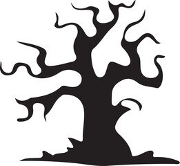 Horror ghost tree silhouette 