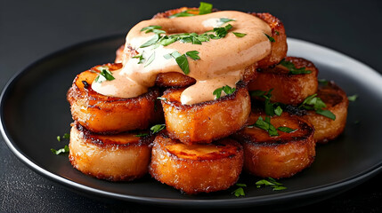 Puerto Rican Mofongo: Mashed Plantains with Creamy Sauce