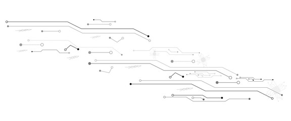 Abstract grey circuit line technology pattern on white background, futuristic vector illustration of digital circuitry design for tech backgrounds	