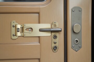 Obraz premium Detailed Close-Up of Vintage Door Lock and Latch Mechanism