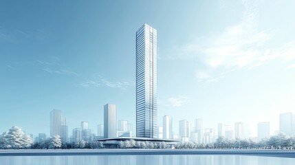 City Architecture: Modern Skyscraper with Minimal Design