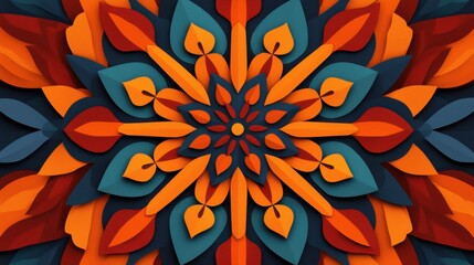 Symmetrical color explosion with intricate shapes forming a stunning visual pattern.