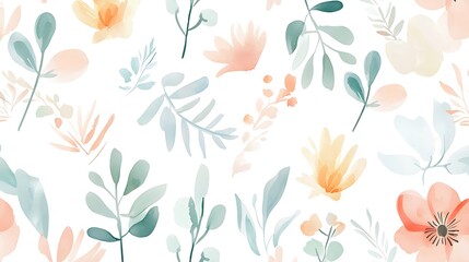 A watercolor painting of flowers and leaves in a variety of colors