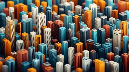 Obraz premium Vibrant Futuristic Digital Metropolis with Isometric Cityscape Layout