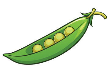 Vector illustration of pea pod isolated on white background. Healthy food or vegetarian and vegan theme. Fresh organic farm vegetables.