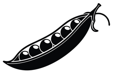 Vector illustration of pea pod isolated on white background. Healthy food or vegetarian and vegan theme. Fresh organic farm vegetables.