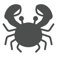 Crab with claws solid icon, tropical voyage concept. Vector graphics. Underwater marine creature, wild life sign on white background, glyph style icon for mobile or web design.