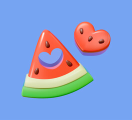 3D watermelon slice with heart cutout