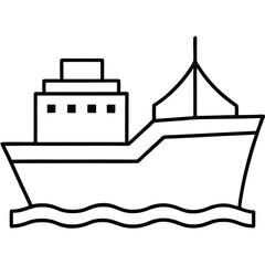 Cargo Ship Line Art Vector  Sleek & Minimalist Design