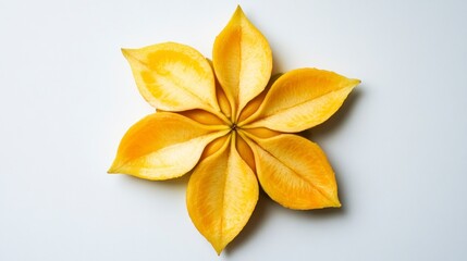 Yellow Star Fruit Flower Pattern on White Background Close-up