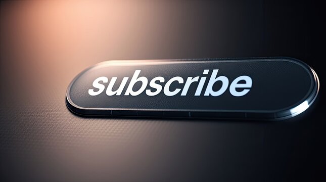 A glossy black subscribe button with white font on it