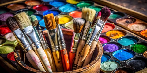 Fototapeta premium watercolor paints and brushes