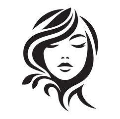 Beauty woman Face and hair style logo vector, woman Face vector illustration.