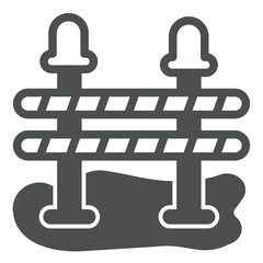 Traffic barrier with signal lamps solid icon, making road concept. Vector graphics. Road construction barrier sign on white background, glyph style icon for mobile or web design.