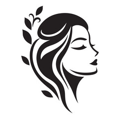 Beauty woman Face and hair style logo vector, woman Face vector illustration.